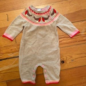 Baby Boden sweater bird romper 0-3m